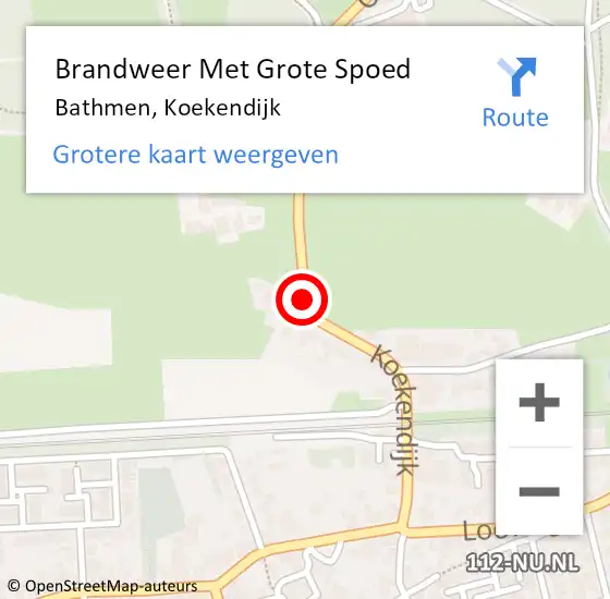 Locatie op kaart van de 112 melding: Brandweer Met Grote Spoed Naar Bathmen, Koekendijk op 4 mei 2018 23:56