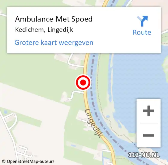 Locatie op kaart van de 112 melding: Ambulance Met Spoed Naar Kedichem, Lingedijk op 4 mei 2018 23:58