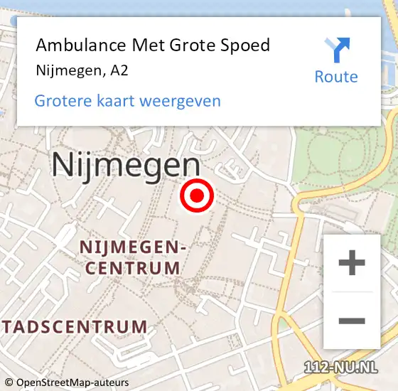 Locatie op kaart van de 112 melding: Ambulance Met Grote Spoed Naar Nijmegen, A2 op 5 mei 2018 00:35