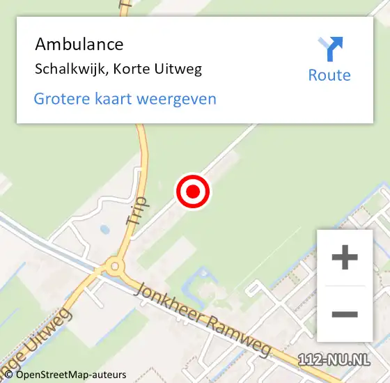 Locatie op kaart van de 112 melding: Ambulance Schalkwijk, Korte Uitweg op 5 mei 2018 00:55