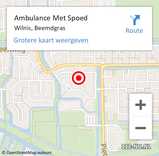 Locatie op kaart van de 112 melding: Ambulance Met Spoed Naar Wilnis, Beemdgras op 5 mei 2018 01:12