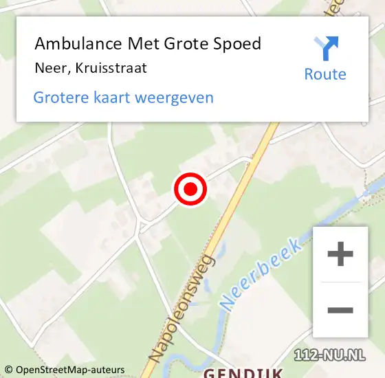 Locatie op kaart van de 112 melding: Ambulance Met Grote Spoed Naar Neer, Kruisstraat op 5 mei 2018 02:06