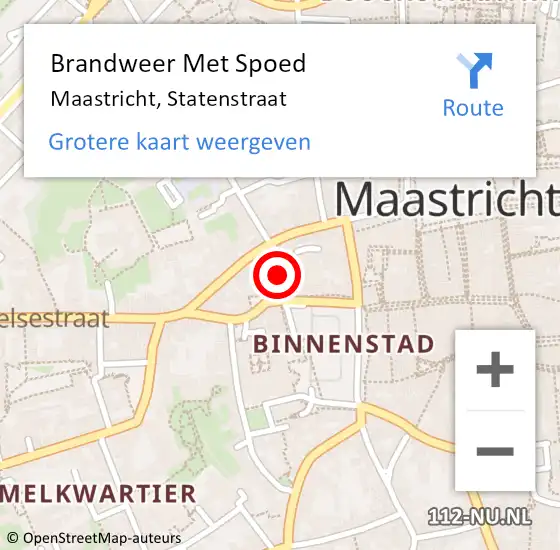 Locatie op kaart van de 112 melding: Brandweer Met Spoed Naar Maastricht, Statenstraat op 5 mei 2018 02:36