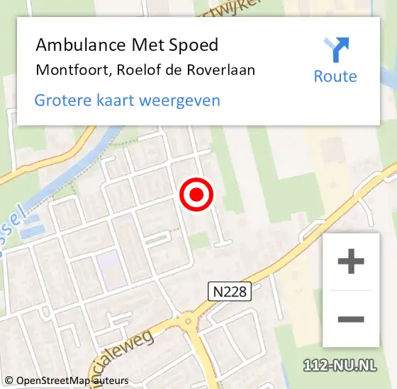 Locatie op kaart van de 112 melding: Ambulance Met Spoed Naar Montfoort, Roelof de Roverlaan op 5 mei 2018 07:15