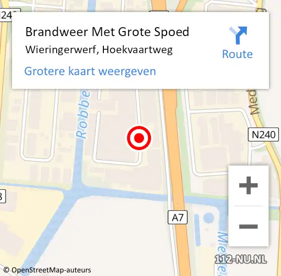 Locatie op kaart van de 112 melding: Brandweer Met Grote Spoed Naar Wieringerwerf, Hoekvaartweg op 5 mei 2018 07:54