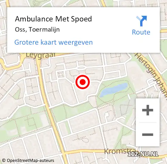 Locatie op kaart van de 112 melding: Ambulance Met Spoed Naar Oss, Toermalijn op 5 mei 2018 08:42