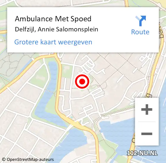 Locatie op kaart van de 112 melding: Ambulance Met Spoed Naar Delfzijl, Annie Salomonsplein op 5 mei 2018 10:04