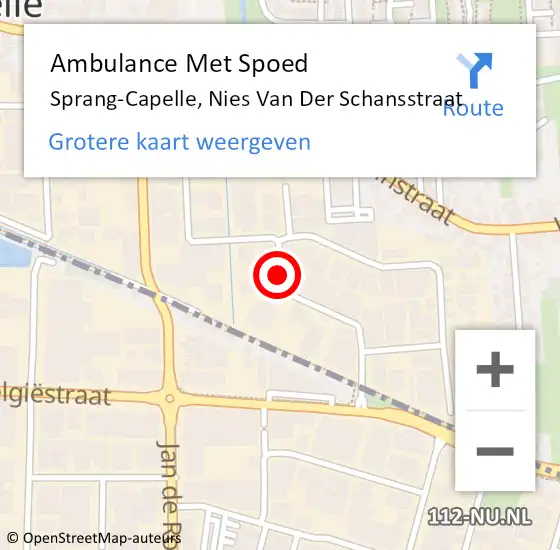 Locatie op kaart van de 112 melding: Ambulance Met Spoed Naar Sprang-Capelle, Nies Van Der Schansstraat op 5 mei 2018 10:18