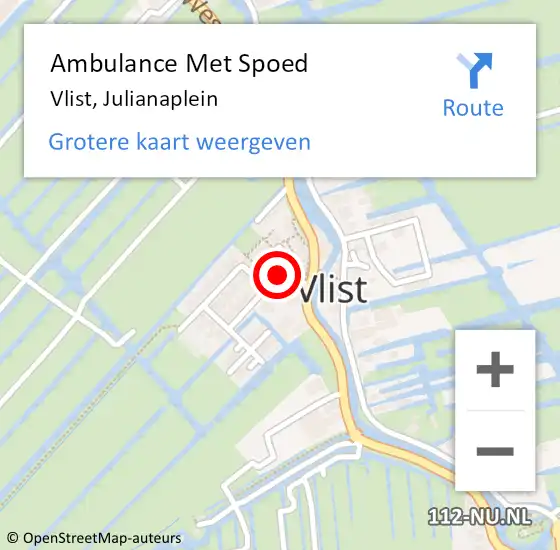 Locatie op kaart van de 112 melding: Ambulance Met Spoed Naar Vlist, Julianaplein op 5 mei 2018 10:19