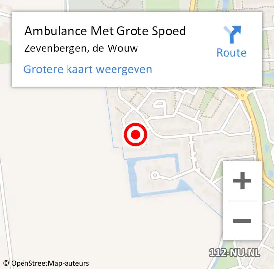 Locatie op kaart van de 112 melding: Ambulance Met Grote Spoed Naar Zevenbergen, de Wouw op 5 mei 2018 10:57