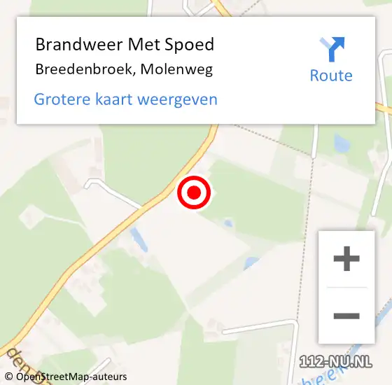 Locatie op kaart van de 112 melding: Brandweer Met Spoed Naar Breedenbroek, Molenweg op 5 mei 2018 11:41