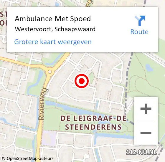 Locatie op kaart van de 112 melding: Ambulance Met Spoed Naar Westervoort, Schaapswaard op 5 mei 2018 11:51