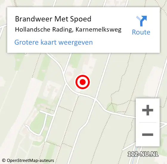 Locatie op kaart van de 112 melding: Brandweer Met Spoed Naar Hollandsche Rading, Karnemelksweg op 5 mei 2018 12:01