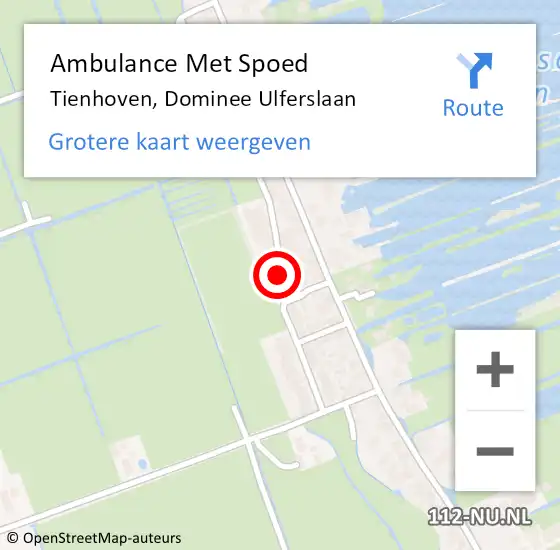 Locatie op kaart van de 112 melding: Ambulance Met Spoed Naar Tienhoven, Dominee Ulferslaan op 5 mei 2018 12:16