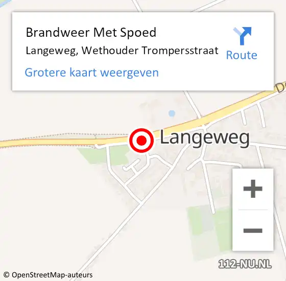 Locatie op kaart van de 112 melding: Brandweer Met Spoed Naar Langeweg, Wethouder Trompersstraat op 5 mei 2018 12:21