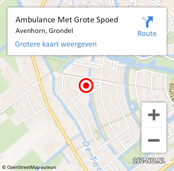 Locatie op kaart van de 112 melding: Ambulance Met Grote Spoed Naar Avenhorn, Grondel op 24 februari 2014 10:45