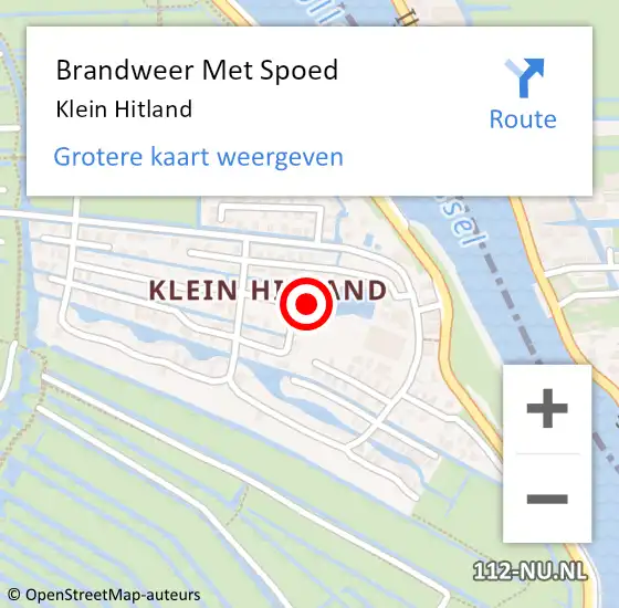 Locatie op kaart van de 112 melding: Brandweer Met Spoed Naar Klein Hitland op 5 mei 2018 13:21