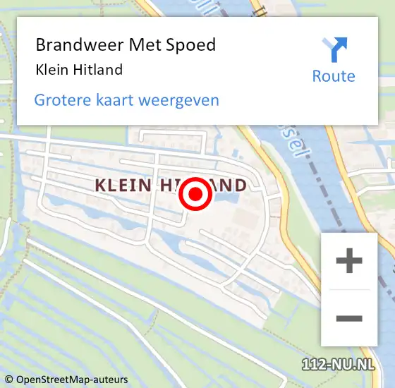 Locatie op kaart van de 112 melding: Brandweer Met Spoed Naar Klein Hitland op 5 mei 2018 13:22