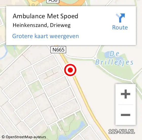 Locatie op kaart van de 112 melding: Ambulance Met Spoed Naar Heinkenszand, Drieweg op 5 mei 2018 13:57