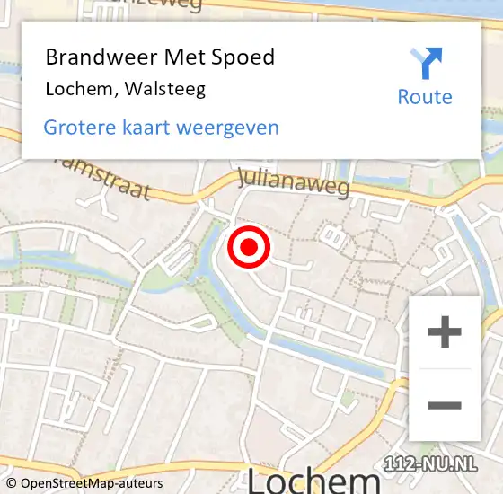 Locatie op kaart van de 112 melding: Brandweer Met Spoed Naar Lochem, Walsteeg op 5 mei 2018 14:11