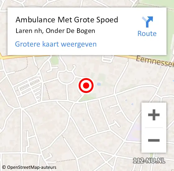 Locatie op kaart van de 112 melding: Ambulance Met Grote Spoed Naar Laren nh, Onder De Bogen op 24 februari 2014 11:02