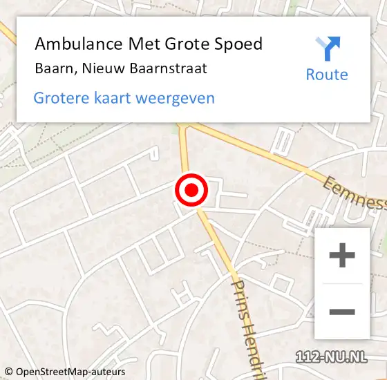 Locatie op kaart van de 112 melding: Ambulance Met Grote Spoed Naar Baarn, Nieuw Baarnstraat op 5 mei 2018 15:05