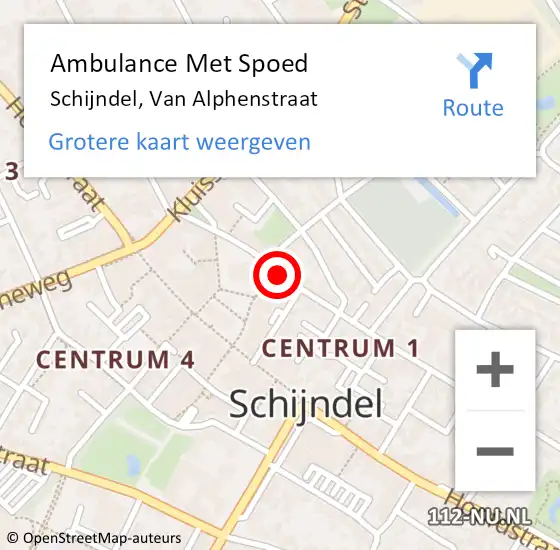 Locatie op kaart van de 112 melding: Ambulance Met Spoed Naar Schijndel, Van Alphenstraat op 5 mei 2018 15:34