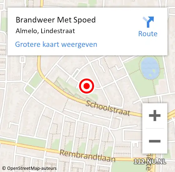 Locatie op kaart van de 112 melding: Brandweer Met Spoed Naar Almelo, Lindestraat op 5 mei 2018 16:06