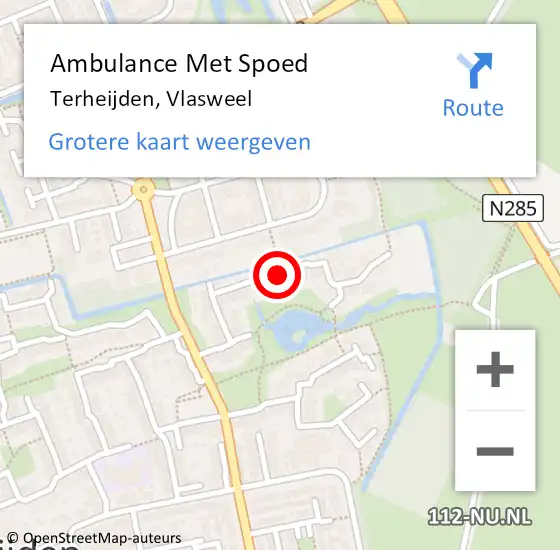 Locatie op kaart van de 112 melding: Ambulance Met Spoed Naar Terheijden, Vlasweel op 5 mei 2018 16:14