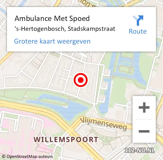 Locatie op kaart van de 112 melding: Ambulance Met Spoed Naar 's-Hertogenbosch, Stadskampstraat op 5 mei 2018 16:53