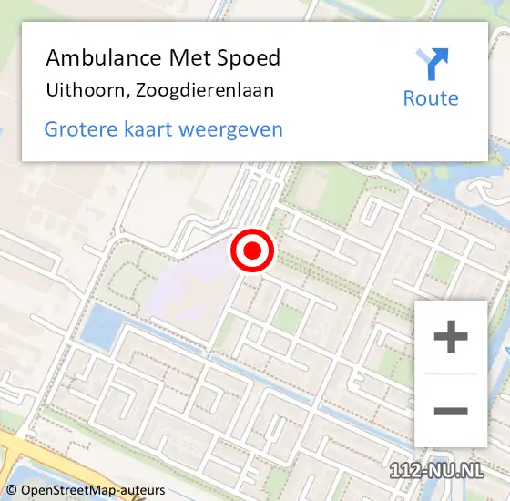 Locatie op kaart van de 112 melding: Ambulance Met Spoed Naar Uithoorn, Zoogdierenlaan op 5 mei 2018 16:54