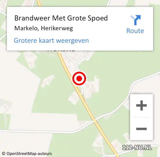 Locatie op kaart van de 112 melding: Brandweer Met Grote Spoed Naar Markelo, Herikerweg op 5 mei 2018 17:17