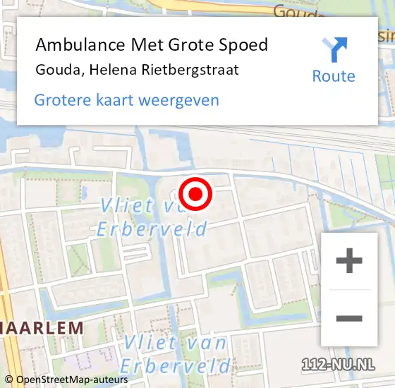 Locatie op kaart van de 112 melding: Ambulance Met Grote Spoed Naar Gouda, Helena Rietbergstraat op 5 mei 2018 17:22