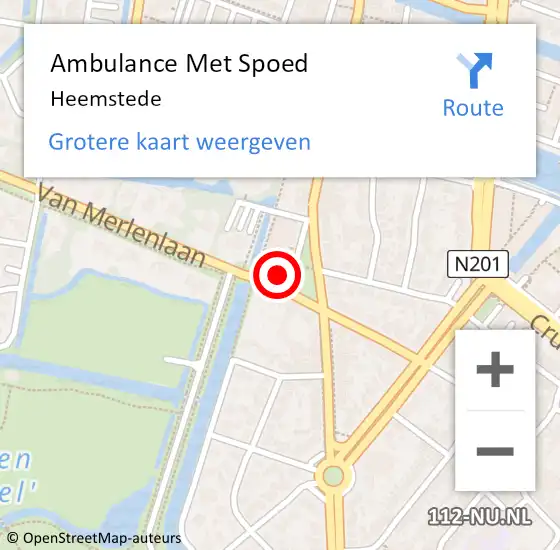 Locatie op kaart van de 112 melding: Ambulance Met Spoed Naar Heemstede op 5 mei 2018 17:27