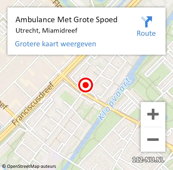 Locatie op kaart van de 112 melding: Ambulance Met Grote Spoed Naar Utrecht, Miamidreef op 5 mei 2018 17:36