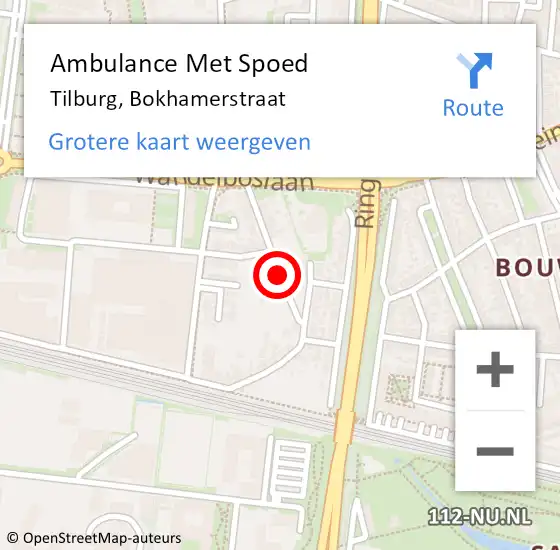 Locatie op kaart van de 112 melding: Ambulance Met Spoed Naar Tilburg, Bokhamerstraat op 5 mei 2018 19:03