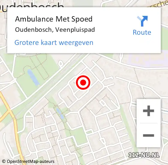 Locatie op kaart van de 112 melding: Ambulance Met Spoed Naar Oudenbosch, Veenpluispad op 5 mei 2018 19:12