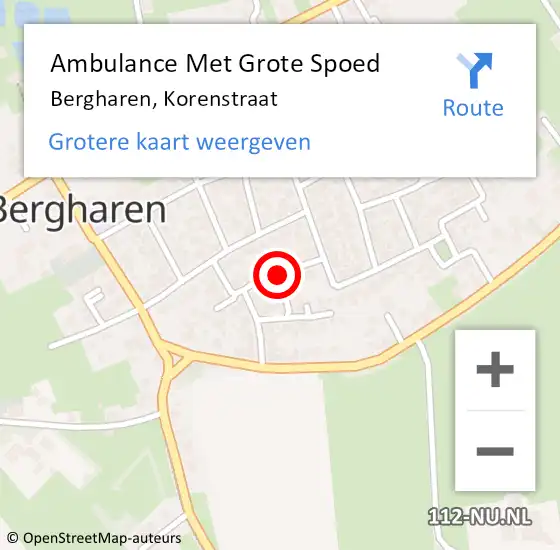 Locatie op kaart van de 112 melding: Ambulance Met Grote Spoed Naar Bergharen, Korenstraat op 5 mei 2018 19:22