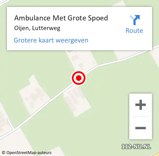 Locatie op kaart van de 112 melding: Ambulance Met Grote Spoed Naar Oijen, Lutterweg op 5 mei 2018 19:59