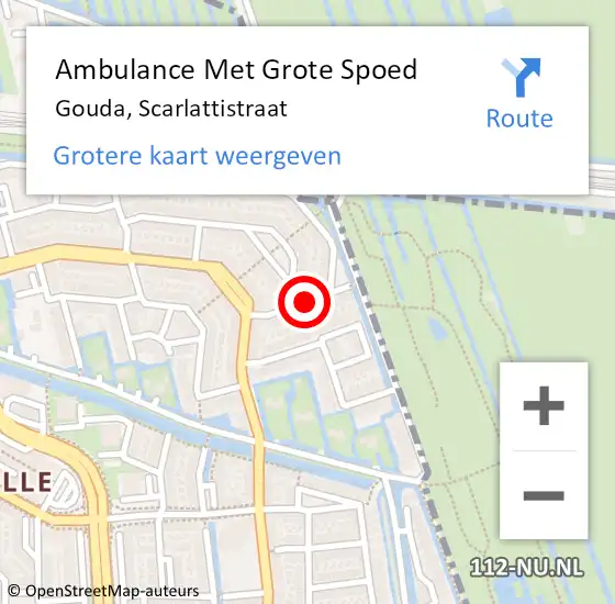 Locatie op kaart van de 112 melding: Ambulance Met Grote Spoed Naar Gouda, Scarlattistraat op 5 mei 2018 21:24