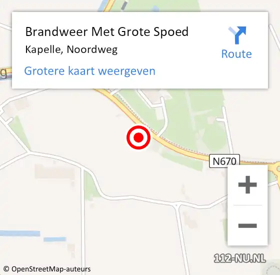 Locatie op kaart van de 112 melding: Brandweer Met Grote Spoed Naar Kapelle, Noordweg op 5 mei 2018 21:24