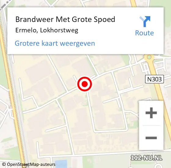 Locatie op kaart van de 112 melding: Brandweer Met Grote Spoed Naar Ermelo, Lokhorstweg op 5 mei 2018 21:24