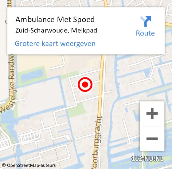 Locatie op kaart van de 112 melding: Ambulance Met Spoed Naar Zuid-Scharwoude, Melkpad op 5 mei 2018 21:29