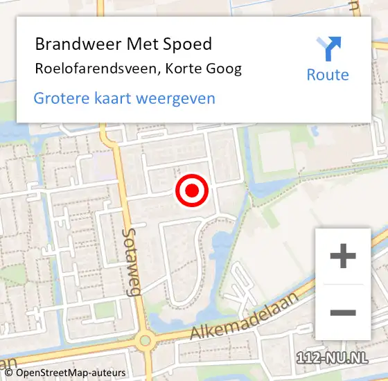 Locatie op kaart van de 112 melding: Brandweer Met Spoed Naar Roelofarendsveen, Korte Goog op 24 februari 2014 11:37