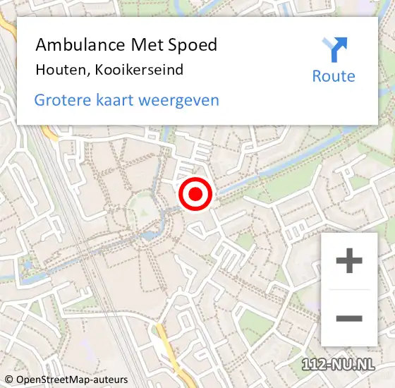 Locatie op kaart van de 112 melding: Ambulance Met Spoed Naar Houten, Kooikerseind op 5 mei 2018 22:10