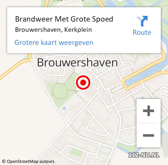 Locatie op kaart van de 112 melding: Brandweer Met Grote Spoed Naar Brouwershaven, Kerkplein op 5 mei 2018 22:35