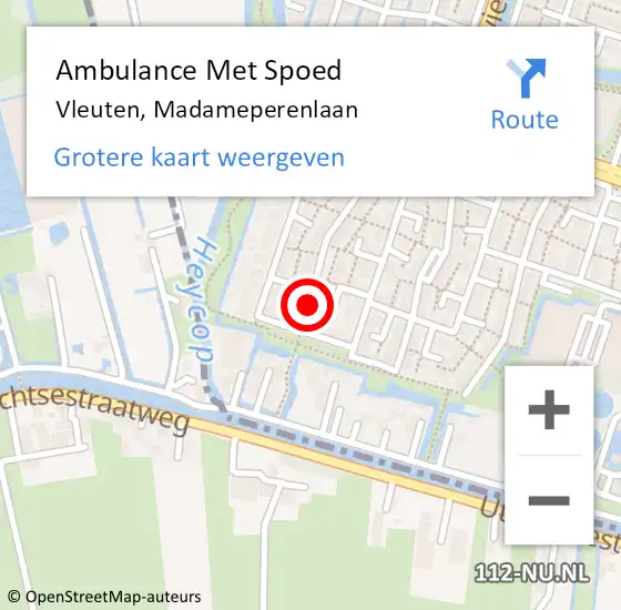 Locatie op kaart van de 112 melding: Ambulance Met Spoed Naar Vleuten, Madameperenlaan op 5 mei 2018 22:36