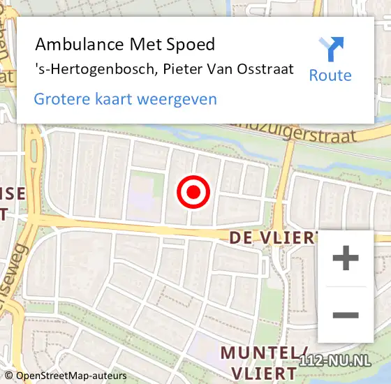 Locatie op kaart van de 112 melding: Ambulance Met Spoed Naar 's-Hertogenbosch, Pieter van Osstraat op 5 mei 2018 23:31
