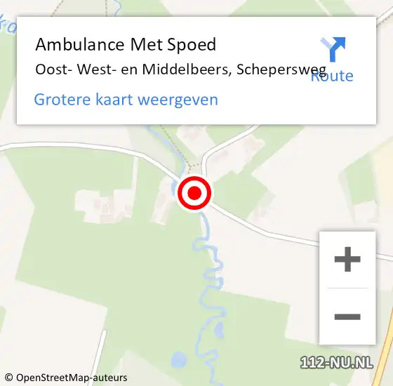 Locatie op kaart van de 112 melding: Ambulance Met Spoed Naar Oost- West- en Middelbeers, Schepersweg op 6 mei 2018 00:24