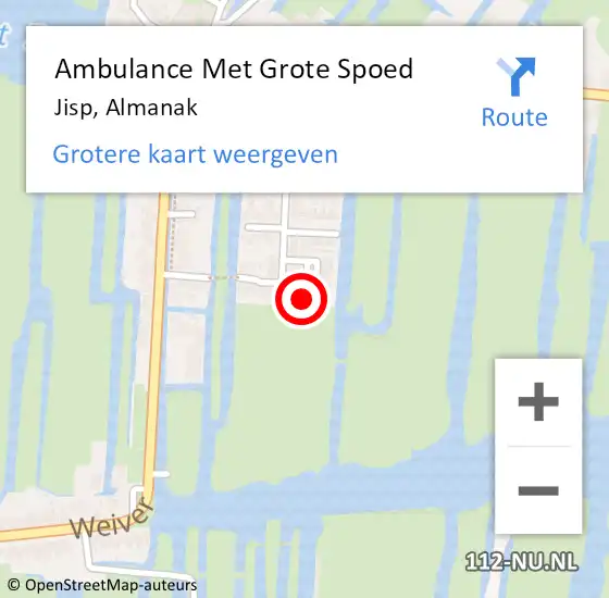 Locatie op kaart van de 112 melding: Ambulance Met Grote Spoed Naar Jisp, Almanak op 6 mei 2018 00:25